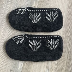 New Beautiful Vintage Hand Made House Slippers with Beads Small